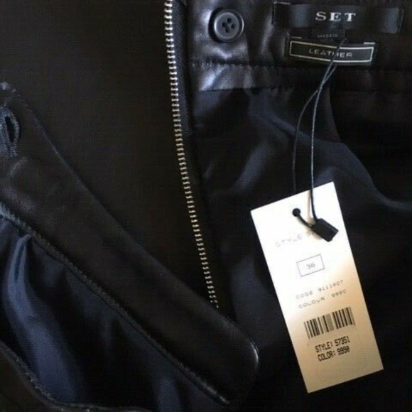 Women’s Black Leather Mini Skirt with studs by The SEI Size Fr 36 Us S/4 NWT - Picture 5 of 12